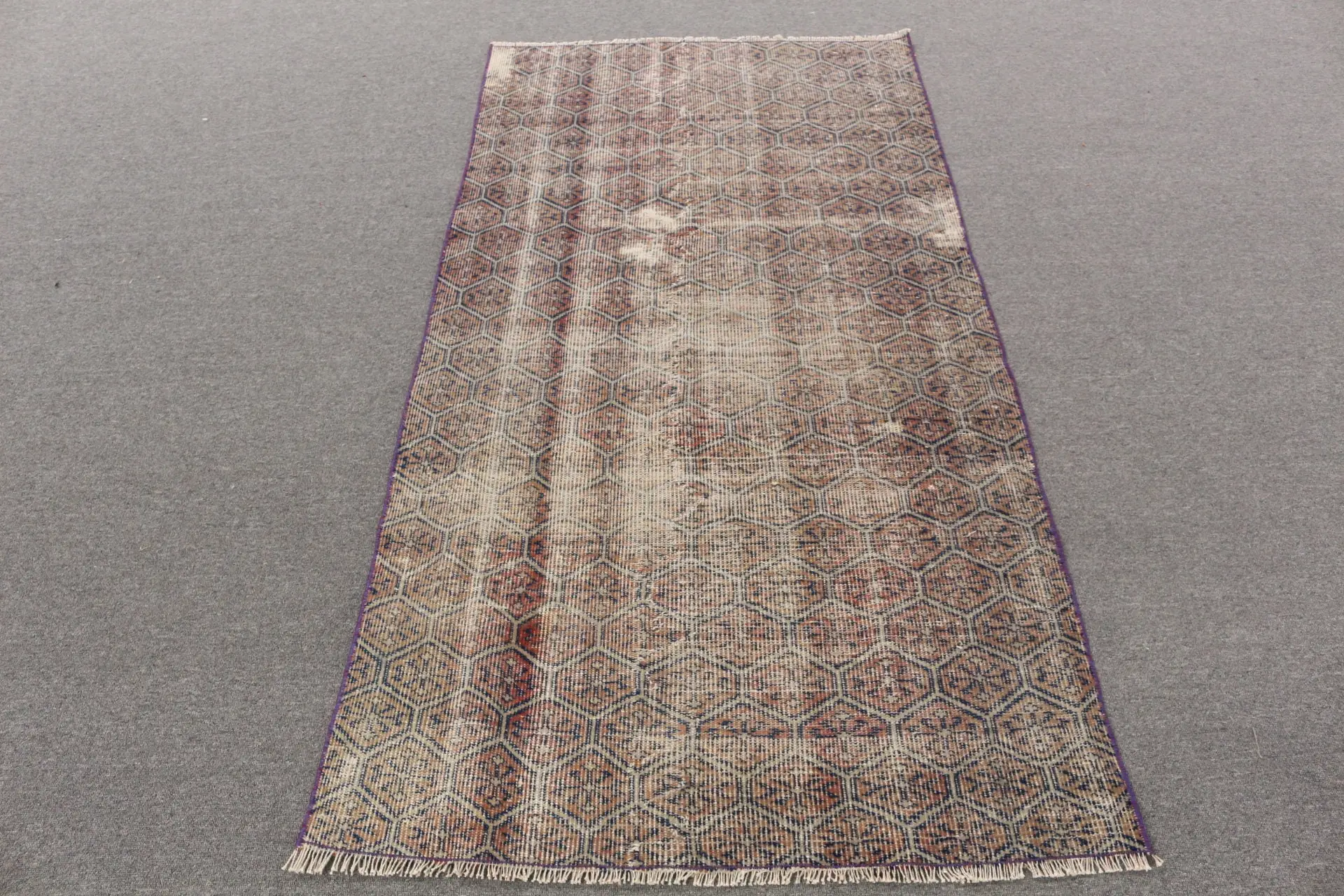 3.1x6 ft Vintage Rug, Accent Turkish Rug, Brown Oriental Rug - 1