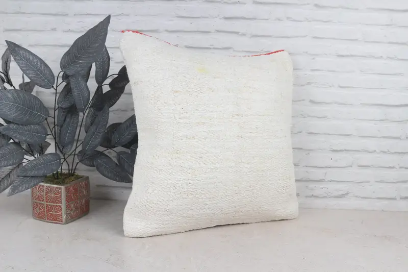 22x22 White Pillow Sham, Tapestry Cushion Case, Pillow for Sofa, Turkish Pillow, Cushion, Oriental Pillow Cover, Antique Pillows - 4