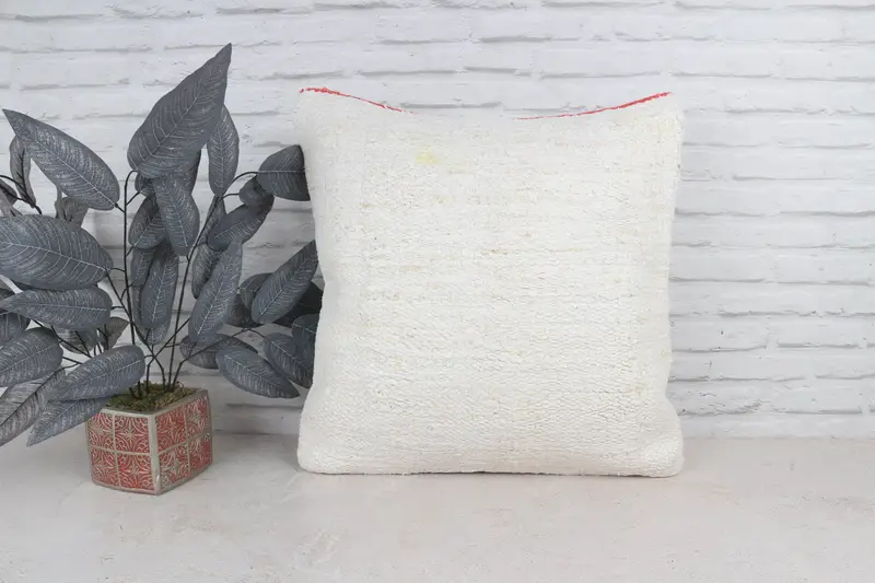 22x22 White Pillow Sham, Tapestry Cushion Case, Pillow for Sofa, Turkish Pillow, Cushion, Oriental Pillow Cover, Antique Pillows - 1