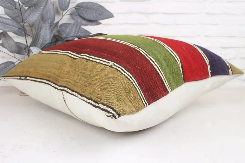 Decorative Pillow Sham, Handwoven Cushion, Antique Pillows, Custom Cushion, 24x24 Red Cushion Case, Vintage Pillow, Kilim Pillow Cover, Pillow - 6