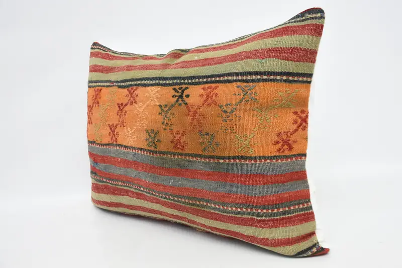 Vintage Kilim Pillow, Handmade Kilim Cushion, 20x28 Orange Cushion, Pillow, Farmhouse Pillow Sham, Retro Pillow Case, Pillow for Couch - 4