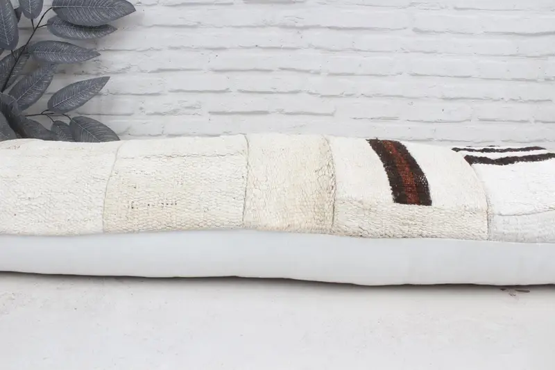 12x48 White Cushion Cover, Pillow Cover, Lounge Throw Cushion, Vintage Kilim Throw Pillow, Vintage Pillow, Gift Pillow, Knitted Pillow Cover - 5