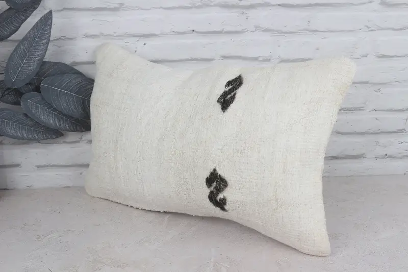 Traditional Pillow Sham, Boho Pillow Sham Cover, Kilim Pillow, Cushion Cover, Throw Kilim Pillow, 12x20 White Pillow Cover, Car Pillow Case - 4