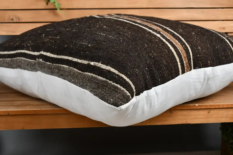 Turkish Pillow, Pillow Cover, 32x32 Brown Pillow Cover, Patio Pillow Sham, Boho Pillow Sham Cover, Handmade Kilim Cushion, Ethnic Cushion Cover - 3