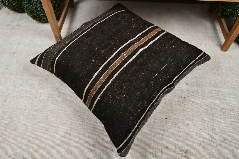 Turkish Pillow, Pillow Cover, 32x32 Brown Pillow Cover, Patio Pillow Sham, Boho Pillow Sham Cover, Handmade Kilim Cushion, Ethnic Cushion Cover - 8