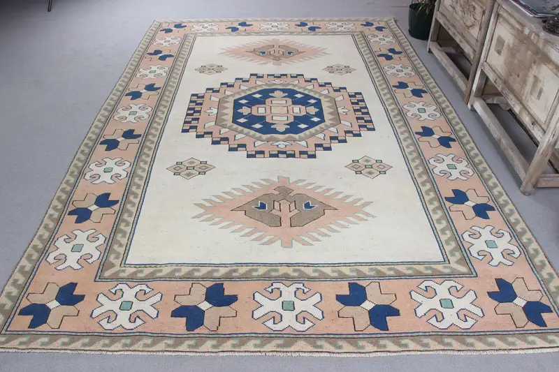 ハンドメイド モロッコ ラグ、0.6x9.8 フィート ベージュ & オレンジ