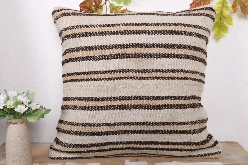 Pillow for Sofa, Handmade Kilim Cushion, 20x20 White Pillow Cover, Boho Pillow, Meditation Cushion, Pillow Sham, Turkish Bench Cushion - 2