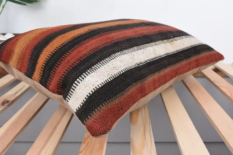 Gift Pillow, Cushion Case, Vintage Kilim Throw Pillow, 16x24 Brown Pillow, Armchair Cushion Cover, Wholesale Pillow, Turkish Kilim Pillow - 6