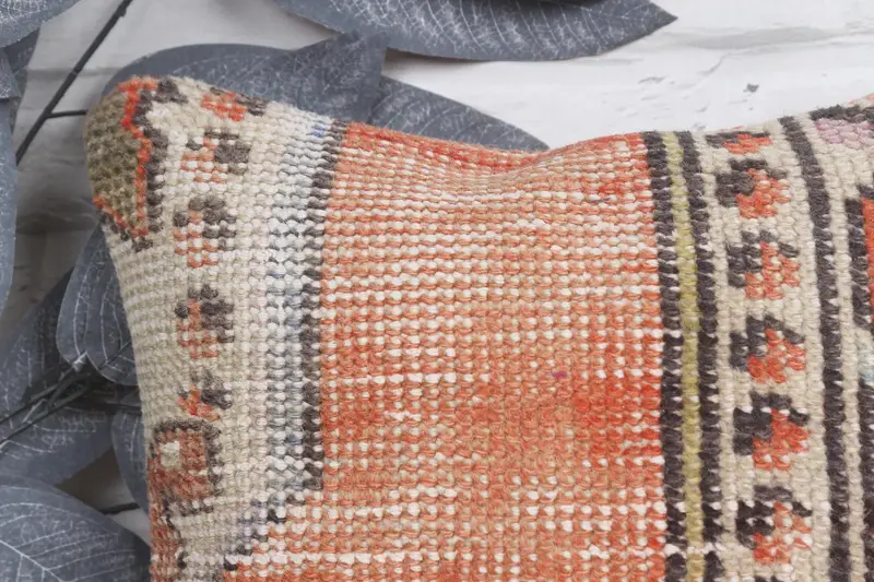Kilim Cushion Sham, 12x12 Orange Cushion, Pillow, Vintage Pillow, Chair Pillow, Antique Pillows, Personalized Gift Pillow Cushion Cover - 2