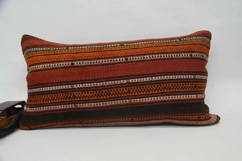 Retro Cushion Case, Gift Pillow, Kilim Pillow Cover, 12x24 Orange Cushion Case, Cushion Case, Comfy Throw Pillow Cover, Turkish Pillow - 4