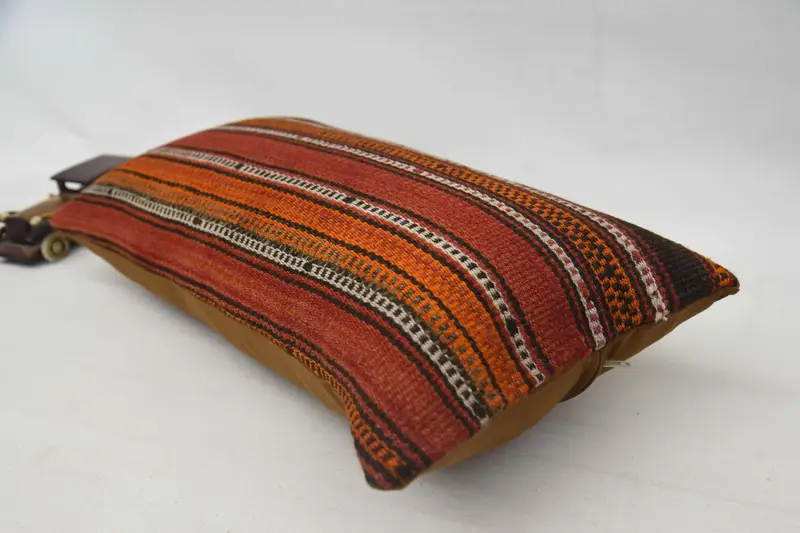 Retro Cushion Case, Gift Pillow, Kilim Pillow Cover, 12x24 Orange Cushion Case, Cushion Case, Comfy Throw Pillow Cover, Turkish Pillow - 5