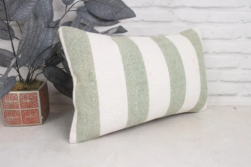 Cushion Cover, 12x20 White Cushion Cover, Customized Pillow Cover, Ikat Pillow Cover, Home Decor Pillow, Throw Kilim Pillow, Boho Pillow - 3