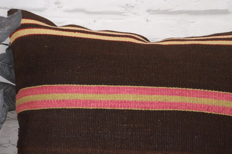 Vintage Kilim Throw Pillow, 20x20 Brown Cushion Case, Handmade Kilim Cushion, Handwoven Pillow Sham, Boho Pillow, Cushion Cover - 2