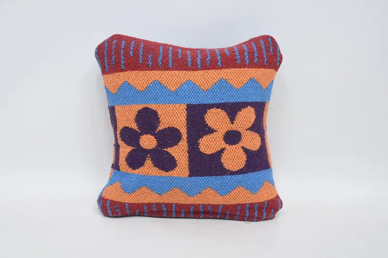 Small Square Throw Pillow, Antique FloorBlue 12x12 inch Pillowcase - 1