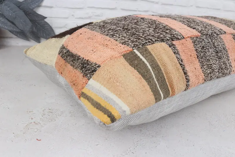 16x48 Beige Pillow, Turkish Pillow, Seat Pillow Cover, Cushion, Vintage Kilim Pillow, Christmas Pillow, Kilim Cushion Sham - 6