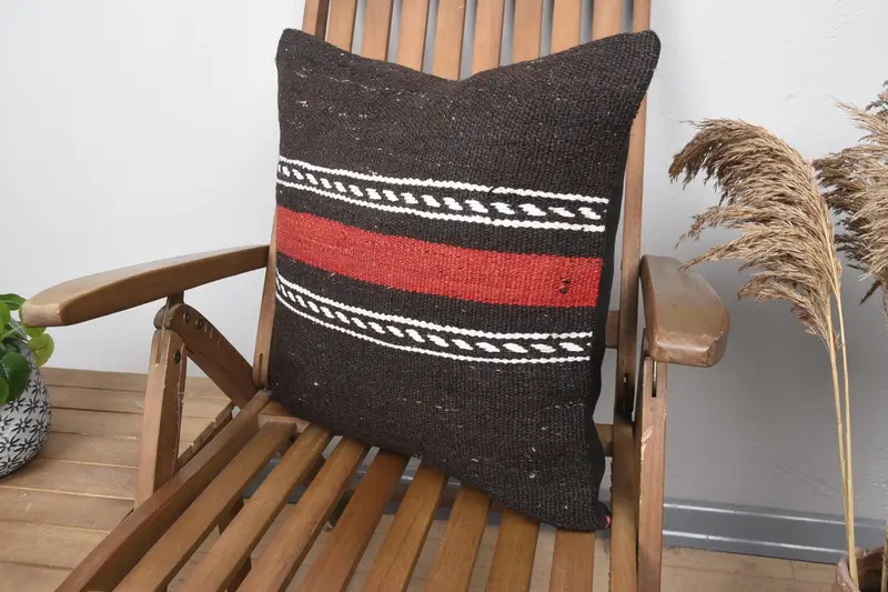 Home Decor Pillow, One Of A Kind Pillow Sham, Boho Chic Pillow Sham, Interior Designer Pillow, Pillow, Vintage Pillow, 20x20 Brown Pillow Cover - 3