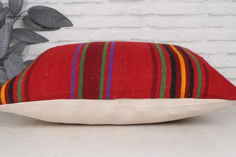 Patio Pillow Case, Boho Pillow, Pillow Cover, Boho Throw Cushion, Pillow for Couch, 20x28 Red Pillow, Boho Throw Cushion Cover, Turkish Kilim Pillow - 5