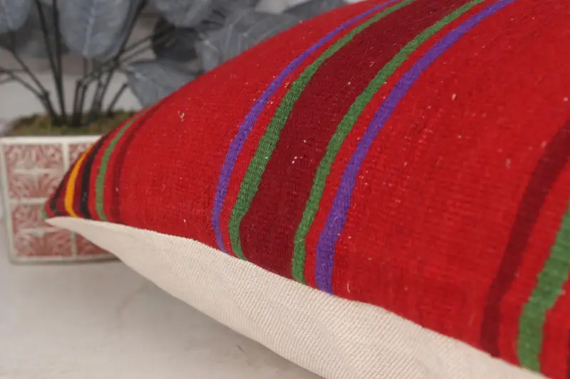 Patio Pillow Case, Boho Pillow, Pillow Cover, Boho Throw Cushion, Pillow for Couch, 20x28 Red Pillow, Boho Throw Cushion Cover, Turkish Kilim Pillow - 7