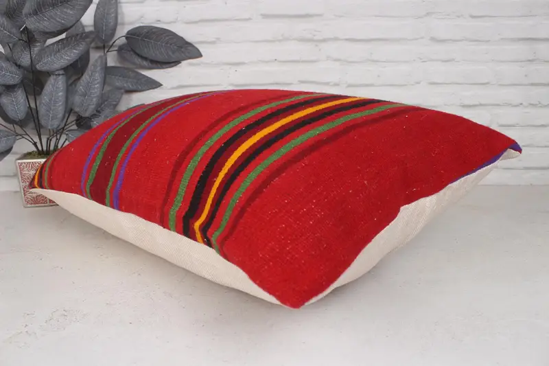 Patio Pillow Case, Boho Pillow, Pillow Cover, Boho Throw Cushion, Pillow for Couch, 20x28 Red Pillow, Boho Throw Cushion Cover, Turkish Kilim Pillow - 6