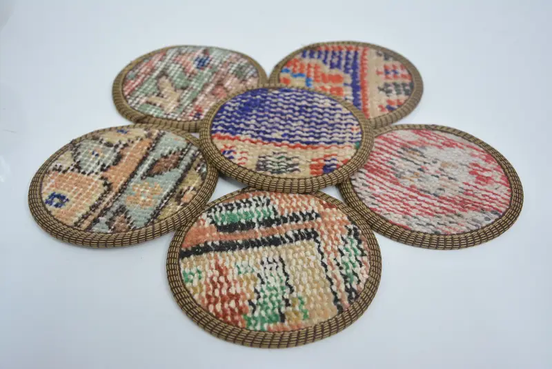 Bohem Mavi ve Bej Yuvarlak Bardak Altlığı, Benzersiz Bohem Bardak Altlığı