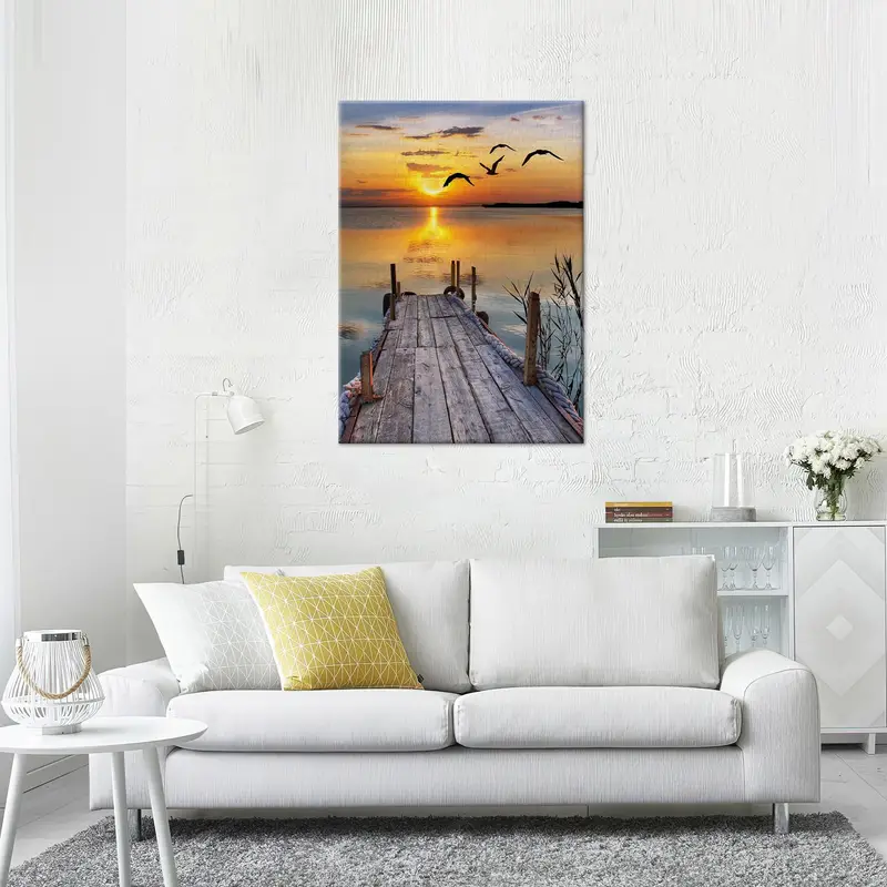 Sea Canvas Art, Sea View Wall Decor, Sea Landscape, Sunset Canvas Art, Sunshine Wall Art, Beautiful Sky Decor, Sky View Canvas, Wall Decor - 4