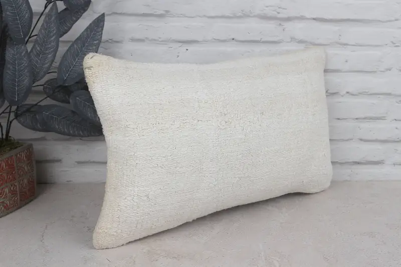 12x20 White Pillow Sham, Sofa Pillow Cover, Handmade Cushion Cover, Cushion Cover, Kilim Pillow Cover, Kilim Cushion Sham, Turkish Pillow - 3