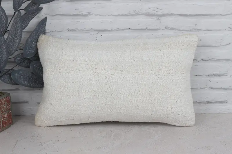 12x20 White Pillow Sham, Sofa Pillow Cover, Handmade Cushion Cover, Cushion Cover, Kilim Pillow Cover, Kilim Cushion Sham, Turkish Pillow - 1