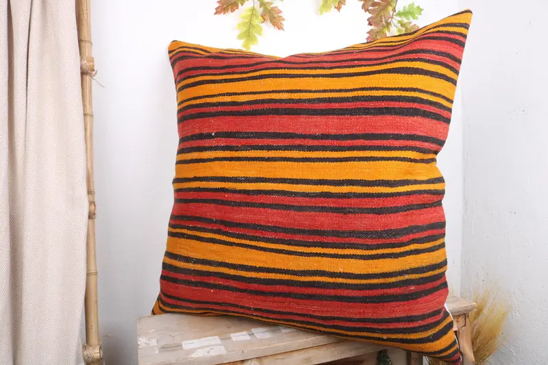 Boho Throw Pillow Sham, Boho Pillow Sham Cover, 32x32 Red Cushion, Pillow for Sofa, Pillow, Patio Cushion Case, Kilim Cushion Sham, Garden Cushion - 4