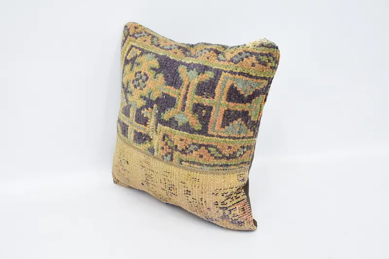 16x16 Beige Pillow Cover, Pillow for Couch, Accent Cushion, Authentic Pillow, Antique Pillows, Pillow Cover, Kilim Pillow Cover - 4