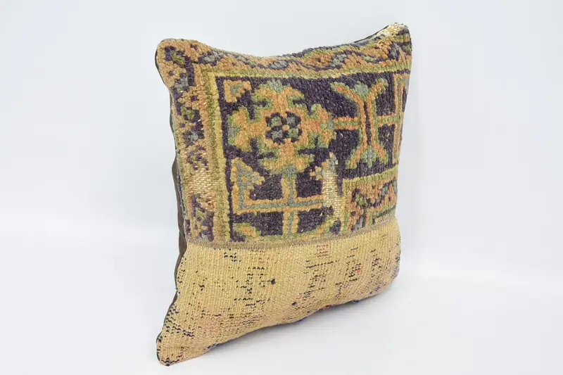 16x16 Beige Pillow Cover, Pillow for Couch, Accent Cushion, Authentic Pillow, Antique Pillows, Pillow Cover, Kilim Pillow Cover - 3