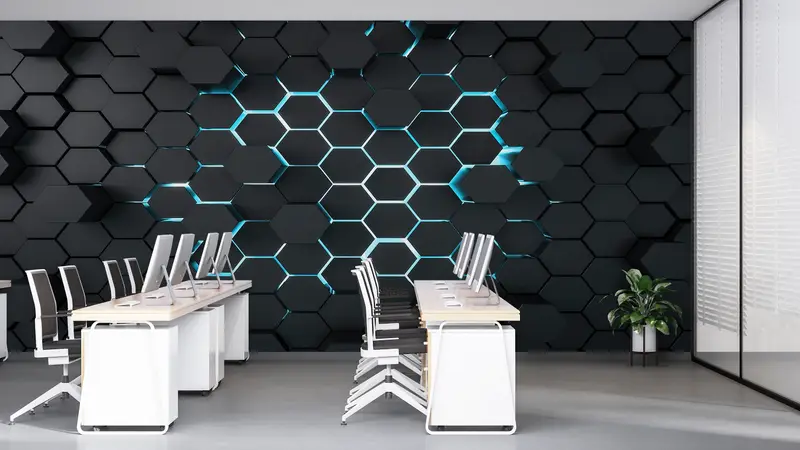 Zeitgenössische geometrische schwarze Loft-Drucktapete: Moderne Eleganz