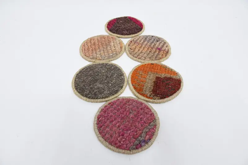 Böhmischer runder Untersetzer, orange und rosa Untersetzer