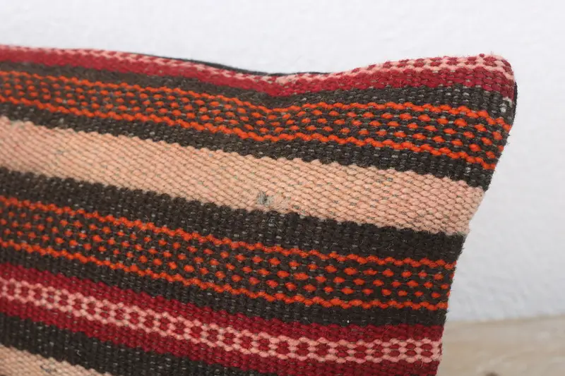 Pillow Case, 8x16 Red Pillow Case, Vintage Pillow Case, Ethnical Kilim Rug Pillow, Boho Pillow Sham Cover, Handmade Kilim Cushion - 5