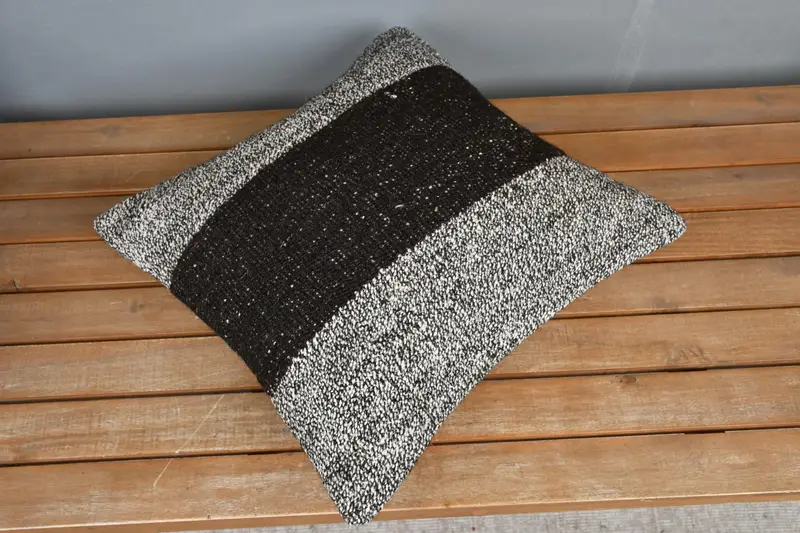 Vintage Pillow, Boho Throw Pillow Case, Antique Pillows, Comfy Throw Cushion, 16x16 Brown Pillow Sham, Kilim Pillow, Cushion Cover - 2