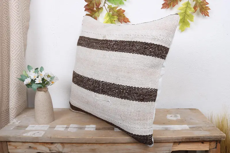 Cushion Case, Pet Cushion, Kilim Cushion Sham, Gift Pillow, 18x18 White Cushion Case, Sustainable Pillow Cover, Interior Designer Pillow - 4