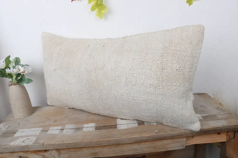 Kilim Pillow Cover, 12x24 Beige Pillow Sham, Nomadic Pillow Sham, Pillow for Sofa, Handwoven Pillow Cover Cushion Case, Gift Pillow, Pillow Cover - 4
