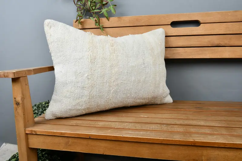 Cushion, Boho Pillow Sham Cover, Handwoven Pillow Cover Cushion Cover, 16x24 Beige Pillow Sham, Turkish Pillow, Pillow for Sofa - 1