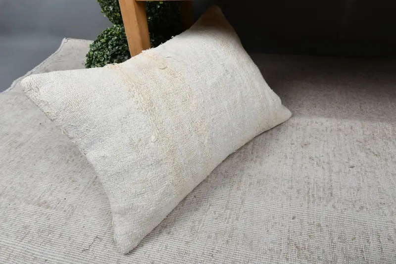 Cushion, Boho Pillow Sham Cover, Handwoven Pillow Cover Cushion Cover, 16x24 Beige Pillow Sham, Turkish Pillow, Pillow for Sofa - 7
