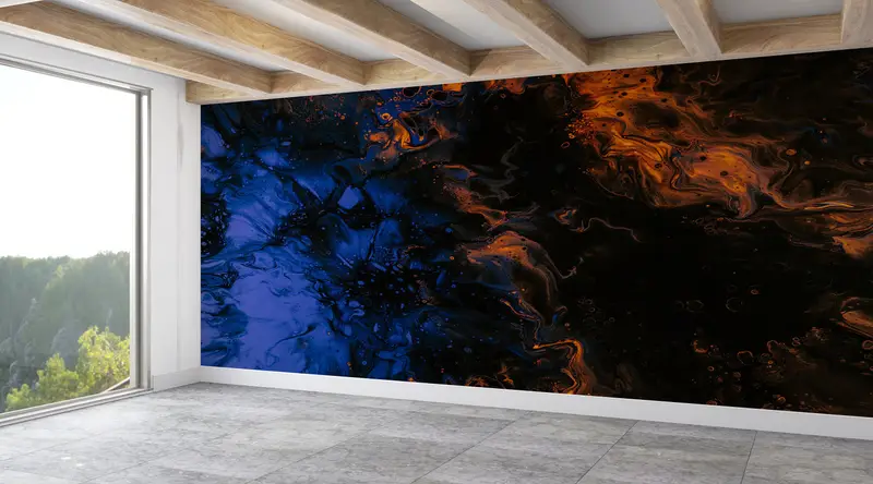 Marble Wallpaper,Wall Paper Peel and Stick,Blue Wall Painting,Modern Wall Paper,Paper Wall Art ,Alcohol Ink Wallpaper, - 2