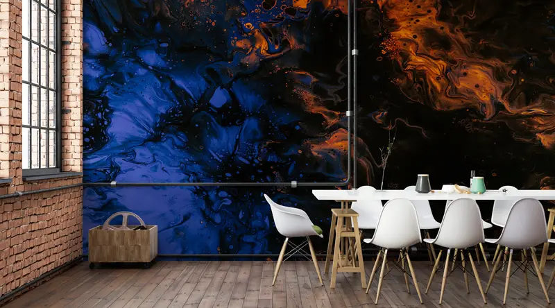 Marble Wallpaper,Wall Paper Peel and Stick,Blue Wall Painting,Modern Wall Paper,Paper Wall Art ,Alcohol Ink Wallpaper, - 3