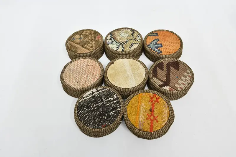 Posavasos redondo bohemio, elegante decoración de mesa con patrón tejido