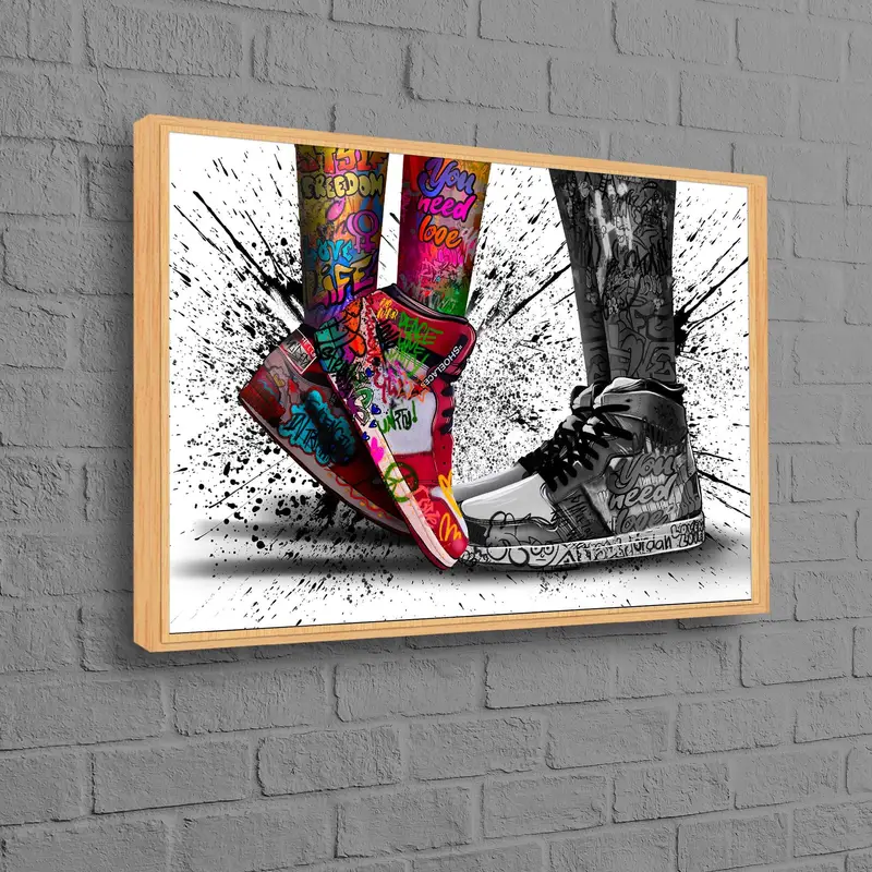 Elegant Graffiti Air Jordans Canvas Print - Artistic Shoe Art