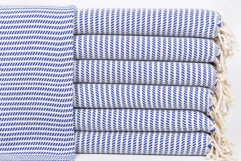 Turkish Towel Sax Blue Washcloth, Polka Dot, 20x40 Inches