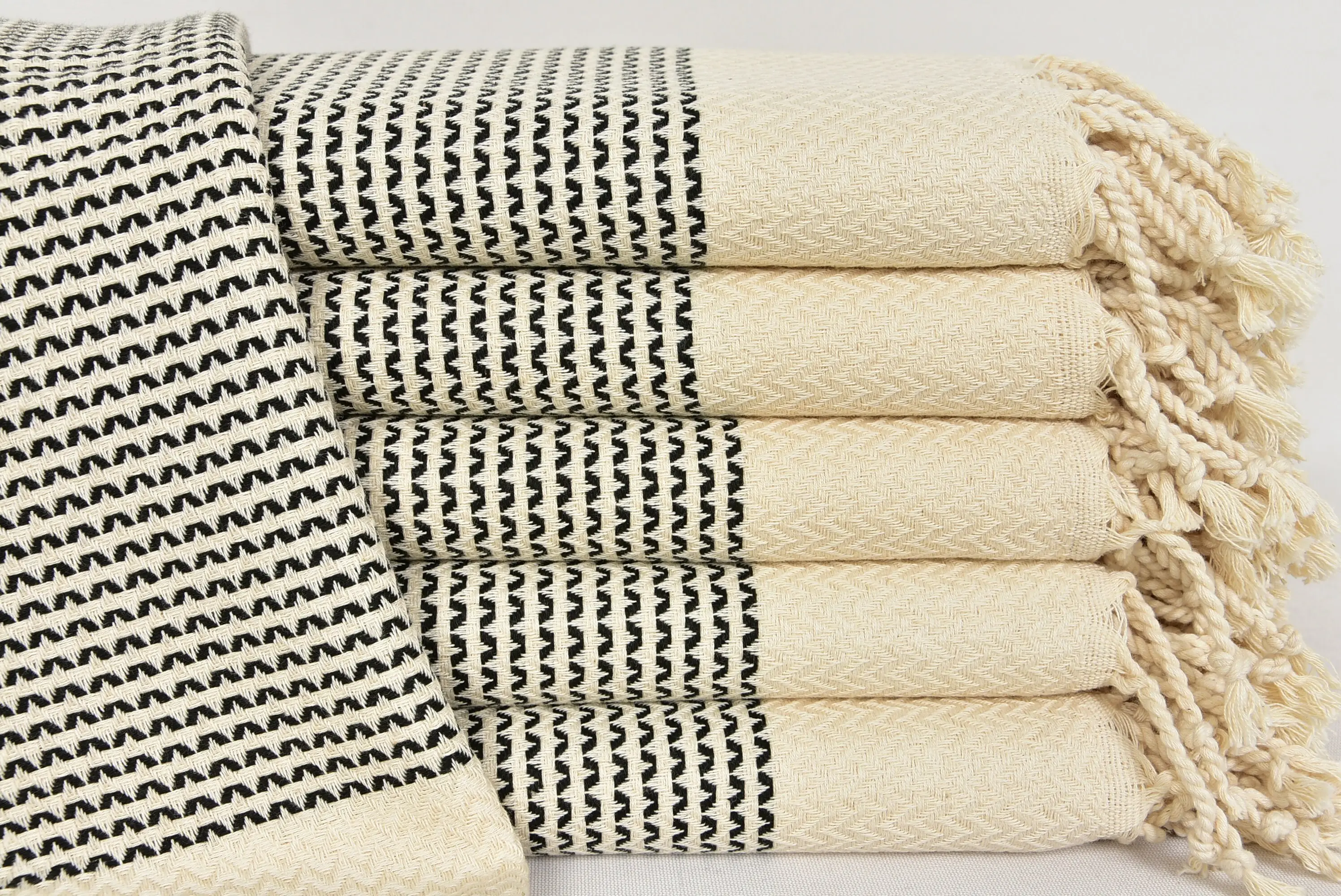 Turkish Hand Towels 100% Cotton Black Embroidered, 18x40 - 1
