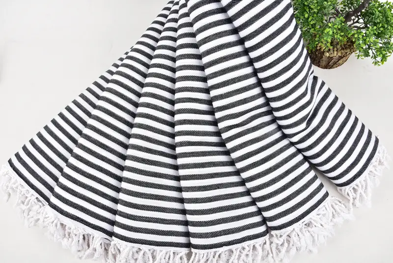 Monogram Blanket, Decorative Bedspread, Tablecloth, Throw Blankets, Customized Turkish Blanket, 104x76 Cotton Striped Towel, Woven Throw Blanket - 4