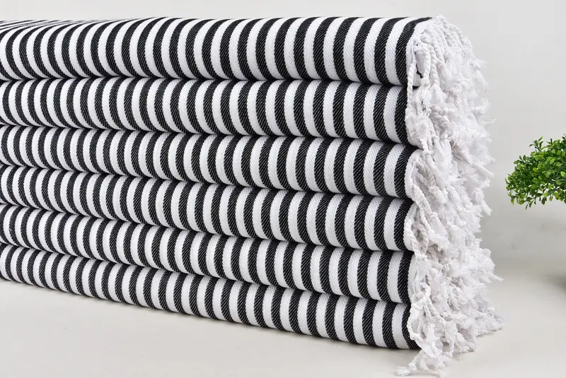 Monogram Blanket, Decorative Bedspread, Tablecloth, Throw Blankets, Customized Turkish Blanket, 104x76 Cotton Striped Towel, Woven Throw Blanket - 3