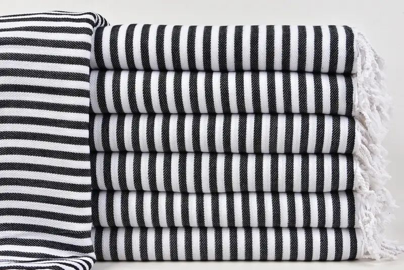 Monogram Blanket, Decorative Bedspread, Tablecloth, Throw Blankets, Customized Turkish Blanket, 104x76 Cotton Striped Towel, Woven Throw Blanket - 1
