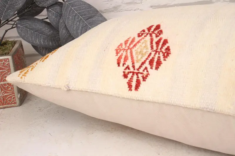 16x24 White Pillow, Shabby Chic Cushion Case, Turkish Pillow, Ethnical Kilim Rug Pillow, Antique Pillows, Pillow Cover, Christmas Pillow Cover - 6
