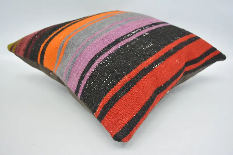 Living Room Throw Cushion, Cushion Case, Shabby Chic Pillow, Throw Kilim Pillow, Interior Designer Pillow, 16x16 Orange Pillow Case, Boho Pillow - 6