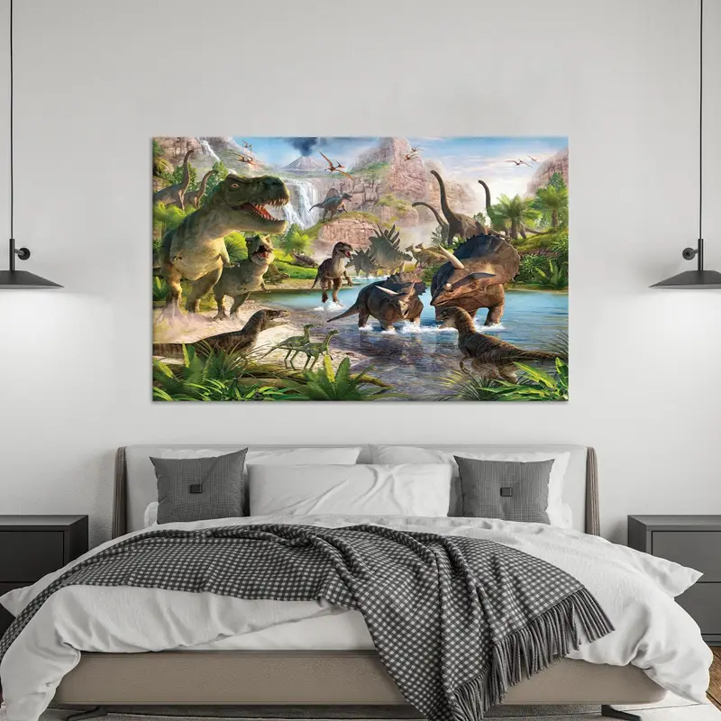 Künstlerische Dino-Leinwand: Perfektes Geschenk für Dinosaurierliebhaber für das Jungenzimmer